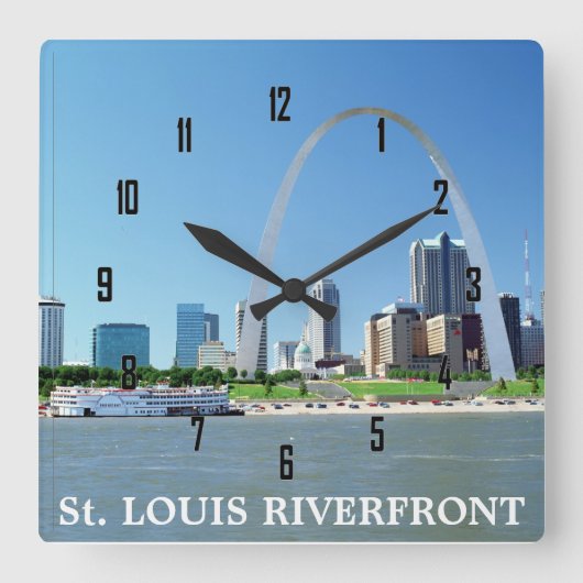 St. LOUIS RIVERFRONT Quadratische Wanduhr (Vorderseite)