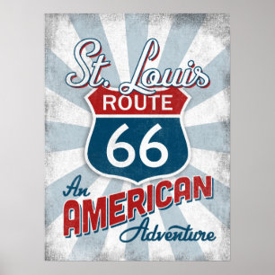 St Louis Route 66 Vintage Amerika Missouri Poster