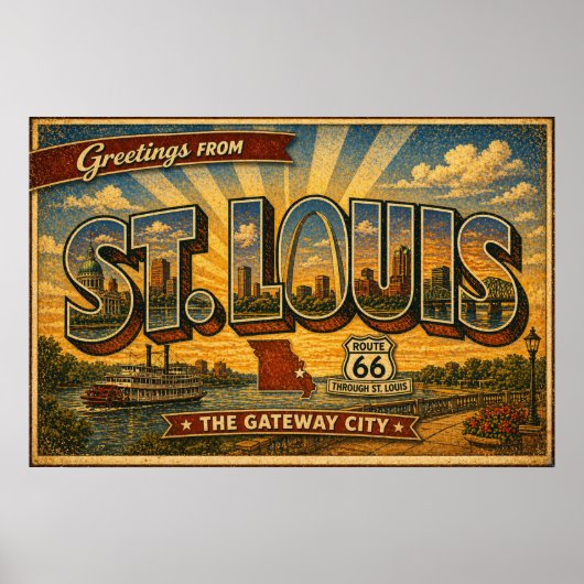 St Louis Route 66 Vintage Reise Poster (Vorne)