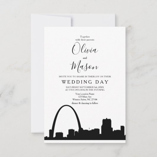 St Louis Skyline City Wedding Einladung (Vorderseite)
