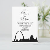 St Louis Skyline City Wedding Einladung (Stehend Vorderseite)