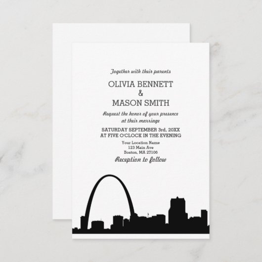 St Louis Skyline City Wedding Einladung (Vorne/Hinten)