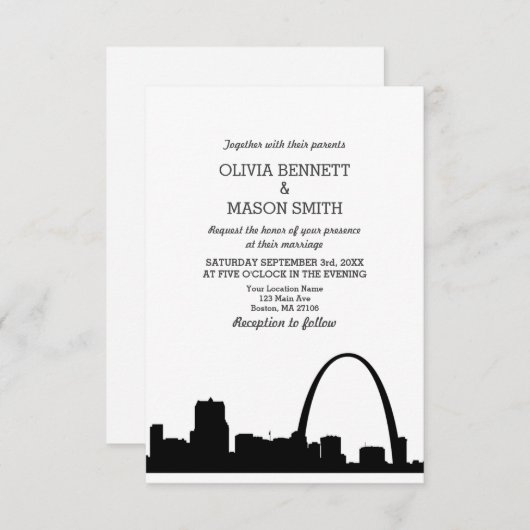 St. Louis Skyline Cityscape Hochzeit Einladung (Vorne/Hinten)