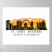 St. Louis Skyline Map Koordinates Poster (Vorne)