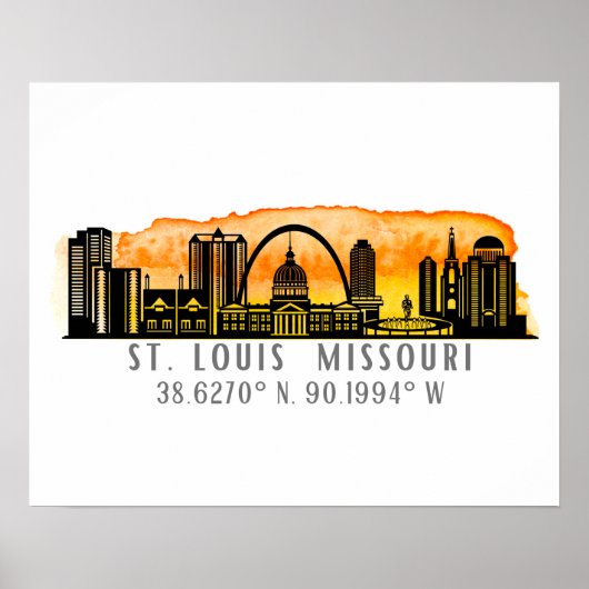St. Louis Skyline Map Koordinates Poster (Vorne)
