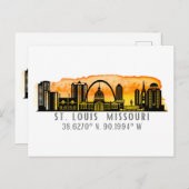 St. Louis Skyline Map Koordinates Postkarte (Vorne/Hinten)