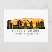 St. Louis Skyline Map Koordinates Postkarte (Vorderseite)