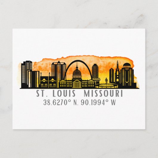 St. Louis Skyline Map Koordinates Postkarte (Vorderseite)