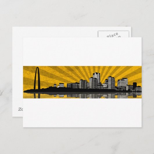 St. Louis Skyline Postcard (gelb) Postkarte (Vorne/Hinten)