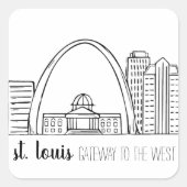 St. Louis Skyline Quadratischer Aufkleber (Vorderseite)