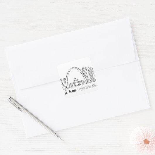 St. Louis Skyline Quadratischer Aufkleber (Umschlag)