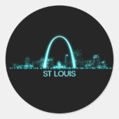 St Louis Skyline Runder Aufkleber (Vorderseite)