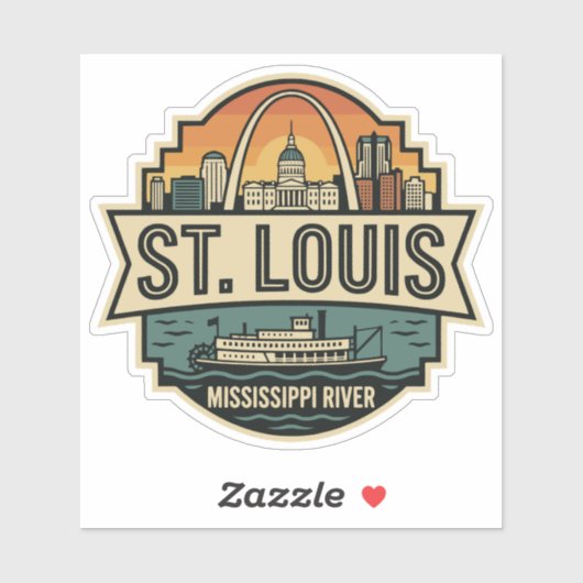 St. Louis Skyline Vintage Travel Badge Aufkleber (Blatt)
