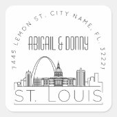 St. Louis Skyline | Voradressierter Umschlag Aufkl Quadratischer Aufkleber (Vorderseite)