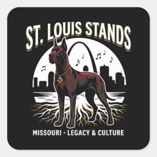 St. Louis Stands Great Dane Cultural Legacy Art Quadratischer Aufkleber