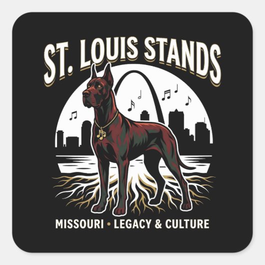 St. Louis Stands Great Dane Cultural Legacy Art Quadratischer Aufkleber (Vorderseite)