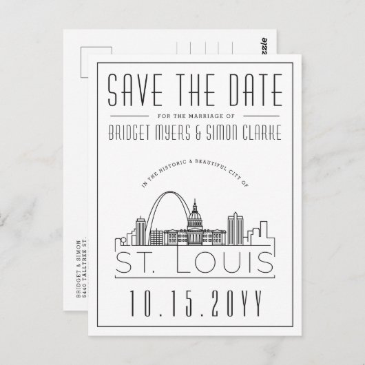 St. Louis | Stilisierte Skyline Save the Date Postkarte (Vorne/Hinten)