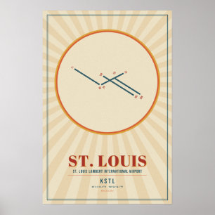 St. Louis STL Flughafen-Runway-Karte Poster Retr