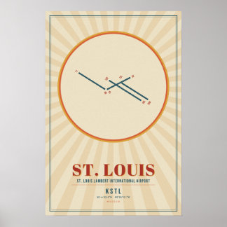 St. Louis STL Flughafen-Runway-Karte Poster | Retr
