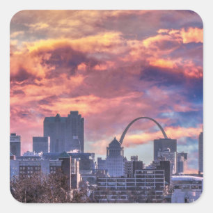 St. Louis Sunrise Quadratischer Aufkleber