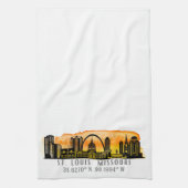 St. Louis Sunset Skyline Map Koordinaten Geschirrtuch (Vertikal)
