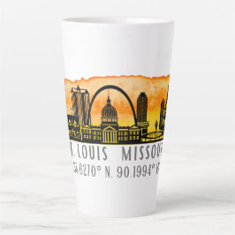 St. Louis Sunset Skyline Map Koordinaten Milchtasse