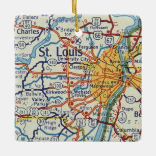 St. Louis Vintag Map Keramikornament