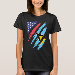St. Lucia-amerikanischer Patriot gewachsenes Herz T-Shirt