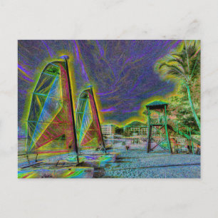 St Lucia Beach Neon Art Feiertagspostkarte