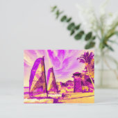 St Lucia Beach Pop Art Postkarte (Stehend Vorderseite)