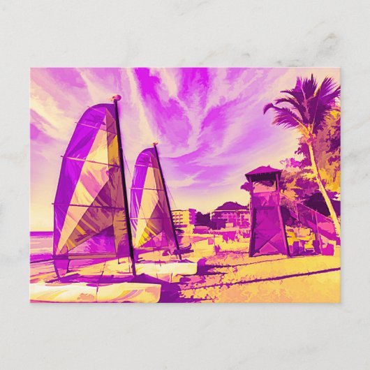 St Lucia Beach Pop Art Postkarte (Vorderseite)