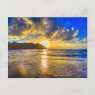 St Lucia Beach Sunset Art Feiertagspostkarte