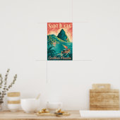 St. Lucia Boot Illustration Reise Kunst Vintage Poster (Küche)