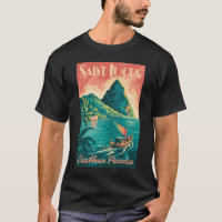 St. Lucia Bootsillustration Reise Kunst Vintage