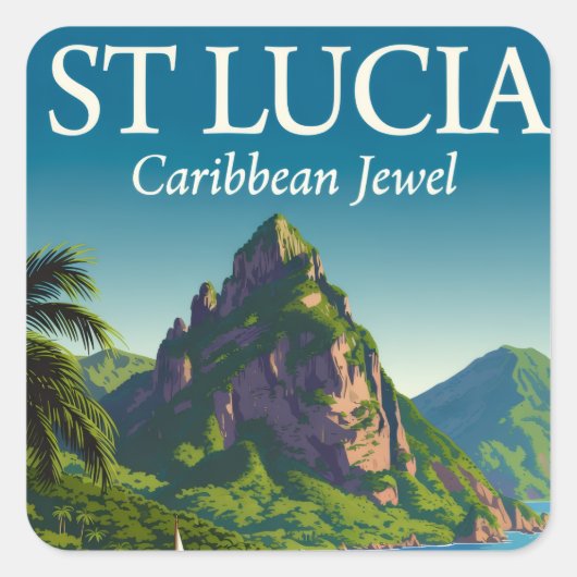St Lucia Caribbean Jewel  Quadratischer Aufkleber (Vorderseite)
