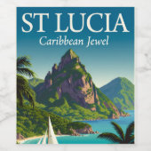 St Lucia Caribbean Jewel  Weinetikett (Einzelnes Label)