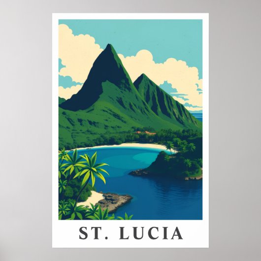 St. Lucia Caribbean Tropical Beach Travel Art Poster (Vorne)