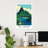 St. Lucia Caribbean Tropical Beach Travel Art Poster (Heimbüro)