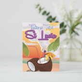 St Lucia Cartoon Reiseplakat. Postkarte (Stehend Vorderseite)