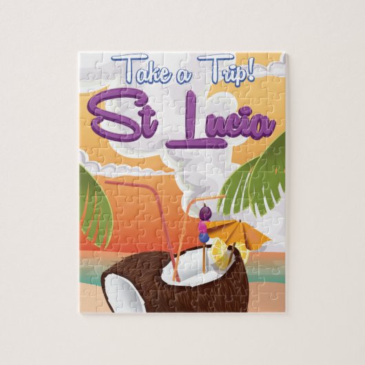 St Lucia Cartoon Reiseplakat. Puzzle (Vertikal)