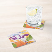 St Lucia Cartoon Reiseplakat. Rechteckiger Pappuntersetzer (Vor Ort)