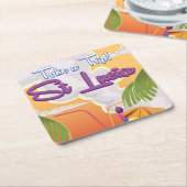 St Lucia Cartoon Reiseplakat. Rechteckiger Pappuntersetzer (angewinkelt)