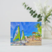 St Lucia Catamaran Art Postkarte (Stehend Vorderseite)