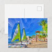 St Lucia Catamaran Art Postkarte (Vorne/Hinten)