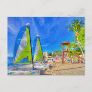 St Lucia Catamaran Art Postkarte