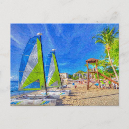 St Lucia Catamaran Art Postkarte (Vorderseite)