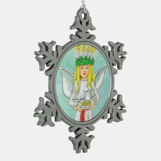 St. Lucia Day Advent JL Biel Schneeflocken Zinn-Ornament (Links)