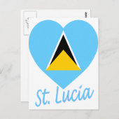 St. Lucia Flag Herz Postkarte (Vorne/Hinten)