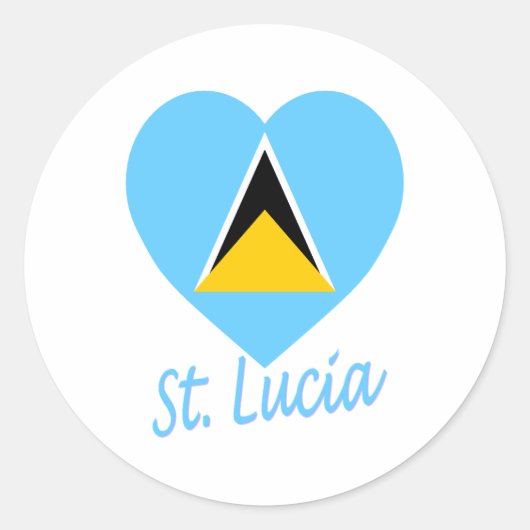 St. Lucia Flag Herz Runder Aufkleber (Vorderseite)
