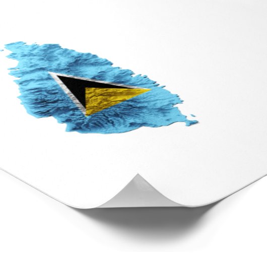 St Lucia Flag Karte Poster (Ecke)